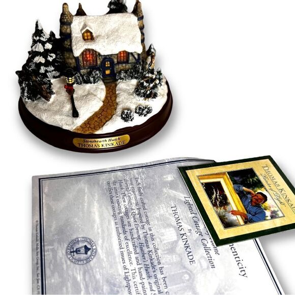 NIB THOMAS KINKADE MEMORIES OF HOME LIGHTED COTTAGE  "STONEHEARTH HUTCH" LIGHTED - Picture 1 of 14